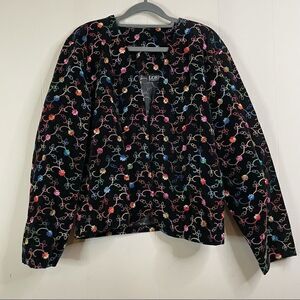 Vintage Lori of California Velvet Rainbow Embroidered Floral Blazer